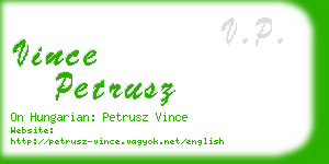 vince petrusz business card